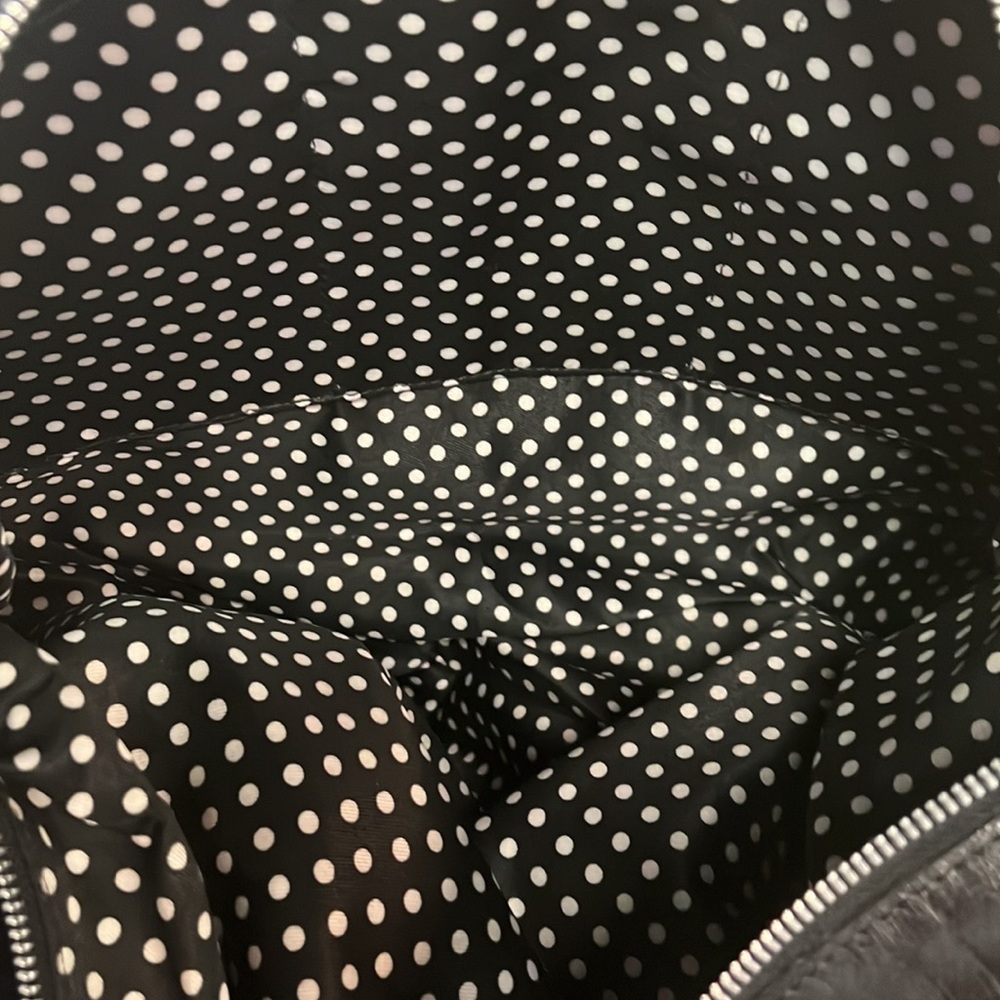 100% genuine leather bag with shoulder strap, multiple zip, polka dots - Picture 10 of 12